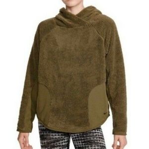 Women's NIKE - Sherpa Pullover Hoodie Green Small